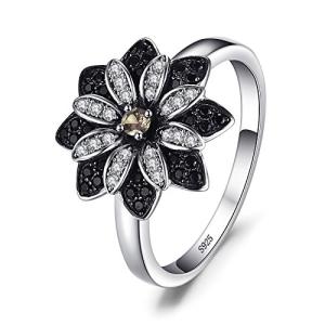 Daisy Sunflower Smoky Quartz Black Spinel Ring