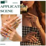 Set of 6 Adjustable Gemstone Wire Wrapped Rings