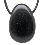 Black Tourmaline Drop Pendant Necklace with Cord