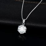 Moissanite Solitaire Pendant Necklace in Silver