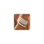 Floral Pearl Stretch Bracelet Set - 6 Pieces