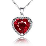 Heart Ruby Pendant in 18k White Gold Plated Necklace