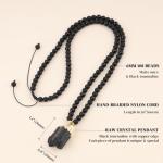 Raw Tourmaline Pendant with Matte Onyx Necklace