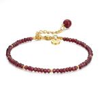 Red Garnet Gold Bracelet for Women - Vintage Style