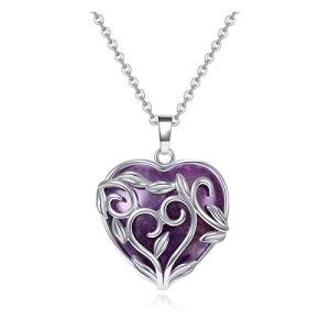 Amethyst Heart Pendant Necklace for Women