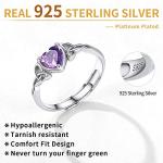 Celtic Heart Birthstone Adjustable Silver Ring