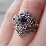 Triple Moon Goddess Ring Set with Crystals