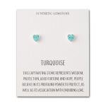 Heart Stud Earrings with Synthetic Turquoise