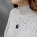 Black Tourmaline Drop Pendant Necklace with Cord