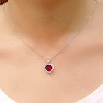 Heart Ruby Pendant in 18k White Gold Plated Necklace