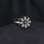 Daisy Sunflower Smoky Quartz Black Spinel Ring