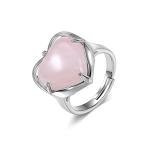 Adjustable Rose Quartz Heart Ring for Women