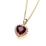 Yellow Gold and Silver Ruby Heart Pendant Necklace