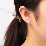 Heart Stud Earrings with Synthetic Turquoise