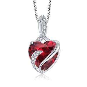 Sterling Silver Ruby Heart Pendant Necklace for Women