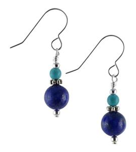 Lapis Lazuli and Turquoise Sterling Silver Drop Earrings
