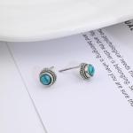 Turquoise 925 Sterling Silver Round Stud Earrings
