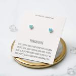 Heart Stud Earrings with Synthetic Turquoise