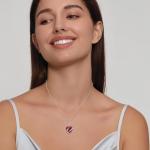 Sterling Silver Ruby Heart Pendant Necklace for Women