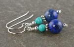 Lapis Lazuli and Turquoise Sterling Silver Drop Earrings