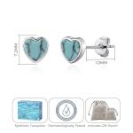 Heart Stud Earrings with Synthetic Turquoise