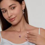 Sterling Silver Ruby Heart Pendant Necklace for Women