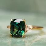 Gold Diamond Ring with Natural Emerald Gemstone