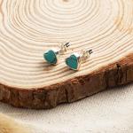 Heart Stud Earrings with Synthetic Turquoise