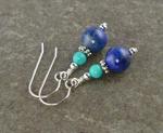 Lapis Lazuli and Turquoise Sterling Silver Drop Earrings