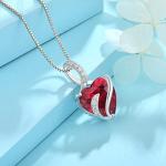 Sterling Silver Ruby Heart Pendant Necklace for Women