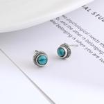 Turquoise 925 Sterling Silver Round Stud Earrings