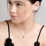 Lapis Lazuli Flower Stud Earrings in Silver