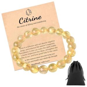 Citrine Beaded Bracelet - 8MM, Unisex Fashion