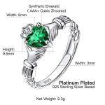 Sterling Silver Claddagh Heart Ring with Emerald
