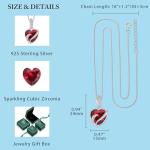 Sterling Silver Ruby Heart Pendant Necklace for Women