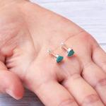 Heart Stud Earrings with Synthetic Turquoise