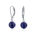 Navy Blue Lapis Lazuli Dangle Earrings in Silver
