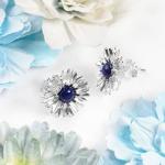 Lapis Lazuli Flower Stud Earrings in Silver