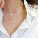 Dainty 2mm Silver Diamond Chain Necklace for Women