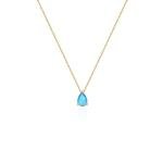 Gold Plated Blue Topaz Teardrop Necklace for Women