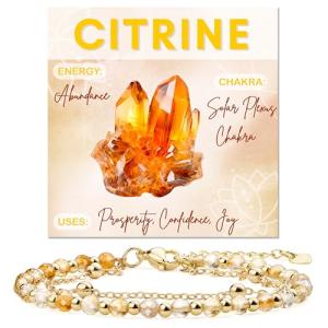 Citrine Crystal Beaded Bracelet for Women