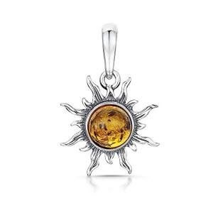 Honey Amber Sun Pendant in 925 Sterling Silver