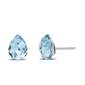 Aquamarine Teardrop Stud Earrings in Silver