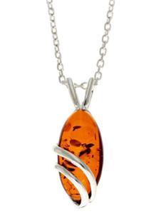 Cognac Baltic Amber Sterling Silver Pendant