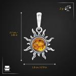 Honey Amber Sun Pendant in 925 Sterling Silver