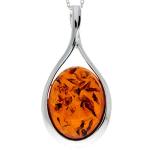 Cognac Baltic Amber & Sterling Silver Pendant