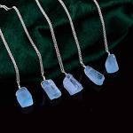 Sky Blue Topaz Raw Crystal Pendant Necklace