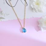 Gold Plated Blue Topaz Teardrop Necklace for Women