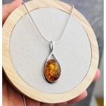 Cognac Baltic Amber & Sterling Silver Pendant