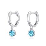 Aquamarine Hoop Earrings for March Birthstone Lovers